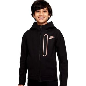 Nike Kids Black Hoodie with Pink Details
